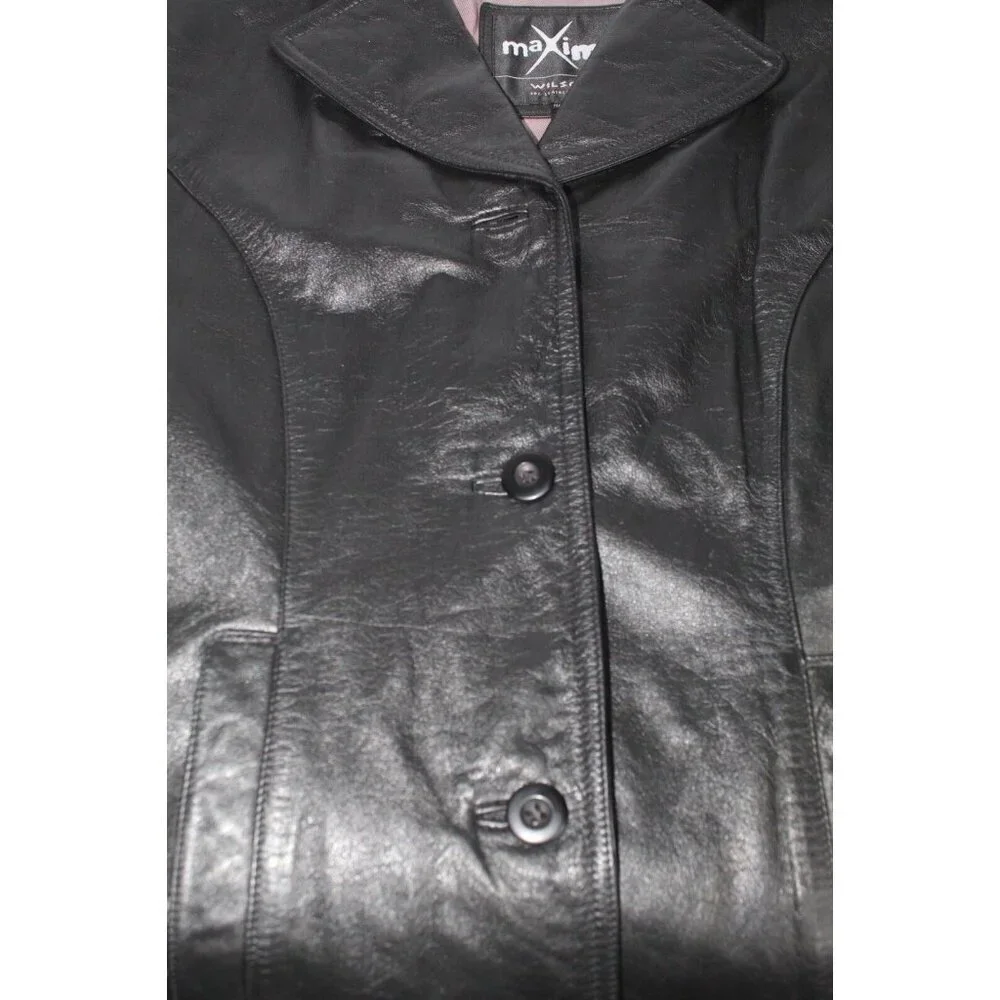 Wilsons Leather Soft‎ Leather Women's Small Black Maxima Coat Blazer Vintage Y2K